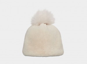 Czapki Beanie Damskie Ugg Faux Fur W Pom Białe | DGZ-483965