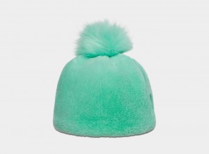 Czapki Beanie Damskie Ugg Faux Fur W Pom Turkusowe | YMW-392051