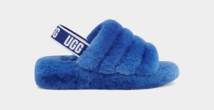 Kapcie Damskie Ugg Fluff Yeah Niebieskie | ILM-439187