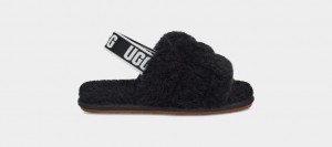 Kapcie Dziecięce Ugg Fluff Yeah Czarne | DBV-583014