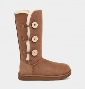 Kozaki Damskie Ugg Bailey Button Triplet II Brązowe | SLQ-052173