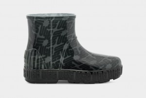 Kozaki Damskie Ugg Drizlita Grafiką Monogram Czarne | WZR-257816