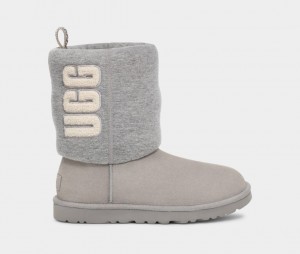 Kozaki Damskie Ugg Klasyczne Fur Jersey Cozy Szare | ZXV-428017