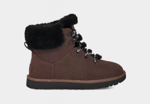 Kozaki Damskie Ugg Klasyczne Mini Alpine Koronkowe Brązowe | TAQ-043875