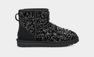 Kozaki Damskie Ugg Klasyczne Mini Chunky Sequin Czarne | RBQ-197234