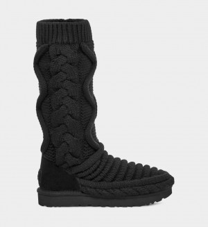 Kozaki Damskie Ugg Klasyczne Wysokie Chunky Knit Czarne | HQV-614709