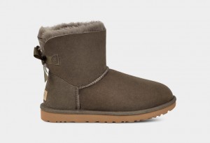 Kozaki Damskie Ugg Mini Bailey Bow II Szare | DTP-517928