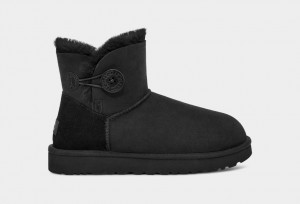 Kozaki Damskie Ugg Mini Bailey Button II Czarne | EGB-421639