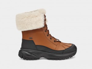 Kozaki Damskie Ugg Yose Fluff Brązowe | VCQ-968524