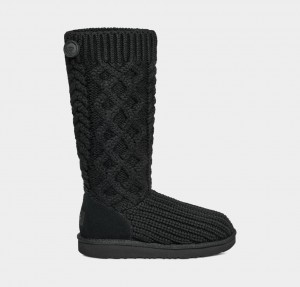 Kozaki Dziecięce Ugg Klasyczne Cardi Cabled Knit Czarne | YQX-423709