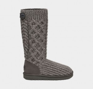 Kozaki Dziecięce Ugg Klasyczne Cardi Cabled Knit Szare | ONI-568923