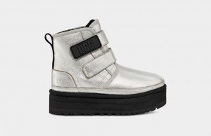 Kozaki Dziecięce Ugg Neumel Skórzane Srebrne Metal | RBD-463071