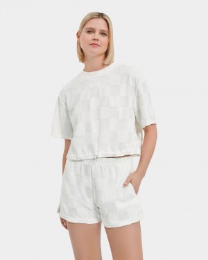 Najfatalniejszy Damskie Ugg Teagin Sleeve Check Białe | OXU-725906