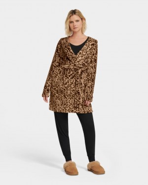 Odzież Na Noc Damskie Ugg Miranda Fleece Robe Panterka | CWG-570369