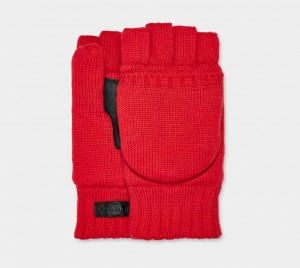 Rękawiczki Męskie Ugg Knit Flip Mitten Czerwone | ZAE-103598