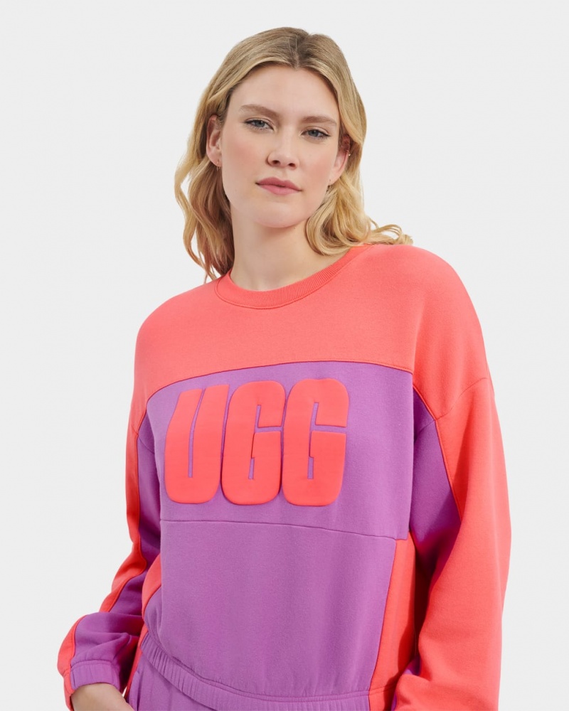 Bluzy Damskie Ugg Aryia Cropped Pullover Blocked Koralowe | TCF-581673