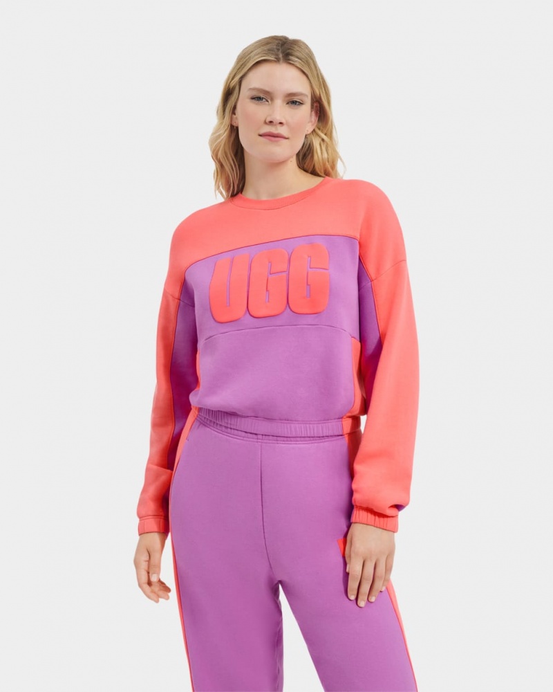 Bluzy Damskie Ugg Aryia Cropped Pullover Blocked Koralowe | TCF-581673