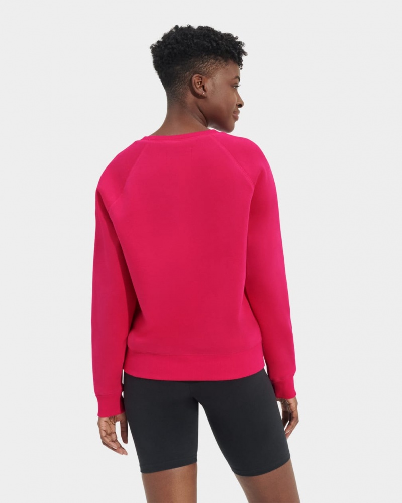 Bluzy Damskie Ugg Madeline Fuzzy Logo Crewneck Różowe Ciemny Czerwone | DJE-827501