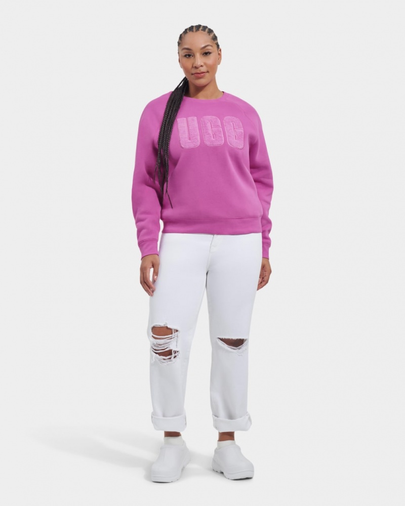 Bluzy Damskie Ugg Madeline Fuzzy Logo Crewneck Różowe | ZJP-625094