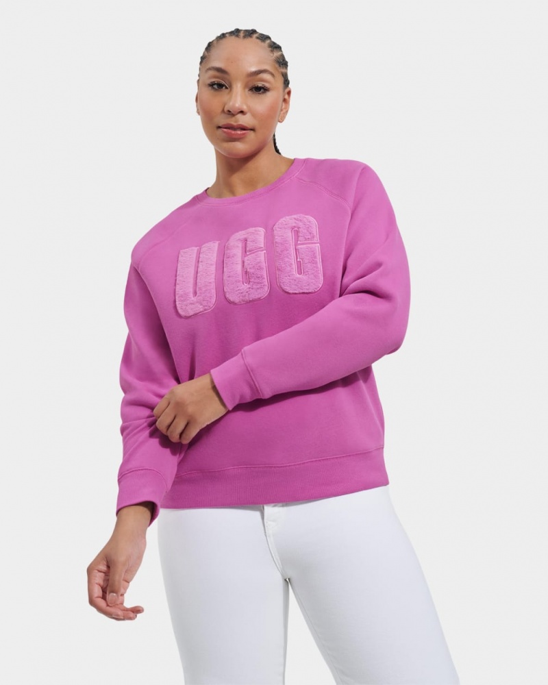 Bluzy Damskie Ugg Madeline Fuzzy Logo Crewneck Różowe | ZJP-625094