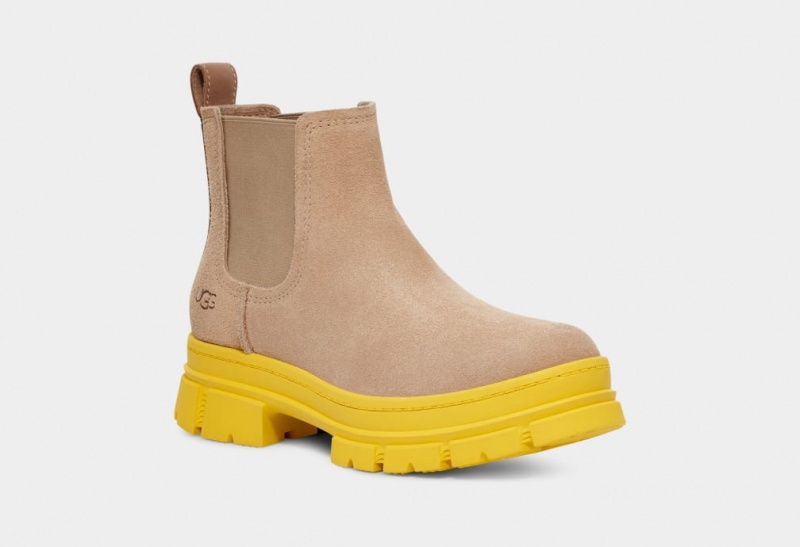 Buty Chelsea Damskie Ugg Ashton Zamszowe Brązowe | VNM-905827