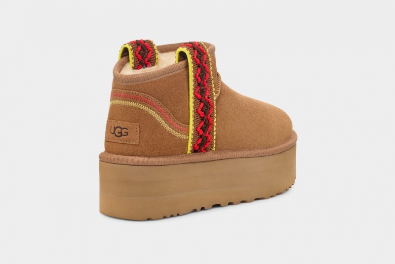 Buty na Platformie Damskie Ugg Klasyczne Ultra Mini Braid Brązowe | BNM-341865