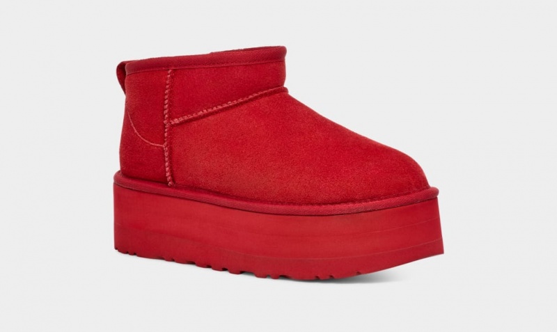 Buty na Platformie Damskie Ugg Klasyczne Ultra Mini Czerwone | RZX-210597