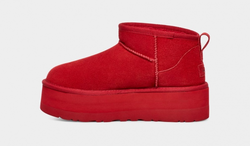 Buty na Platformie Damskie Ugg Klasyczne Ultra Mini Czerwone | RZX-210597