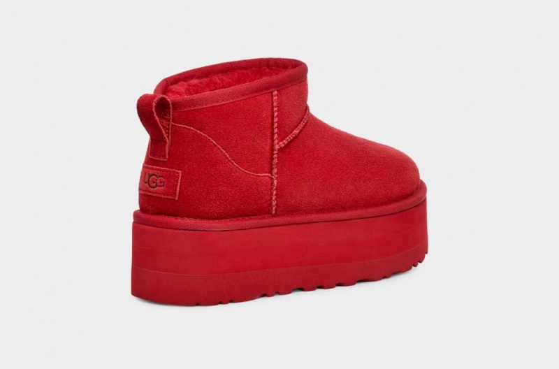 Buty na Platformie Damskie Ugg Klasyczne Ultra Mini Czerwone | RZX-210597