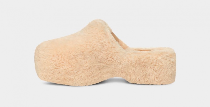 Chodaki Damskie Ugg Fuzz Sugar Beżowe | AOJ-756920