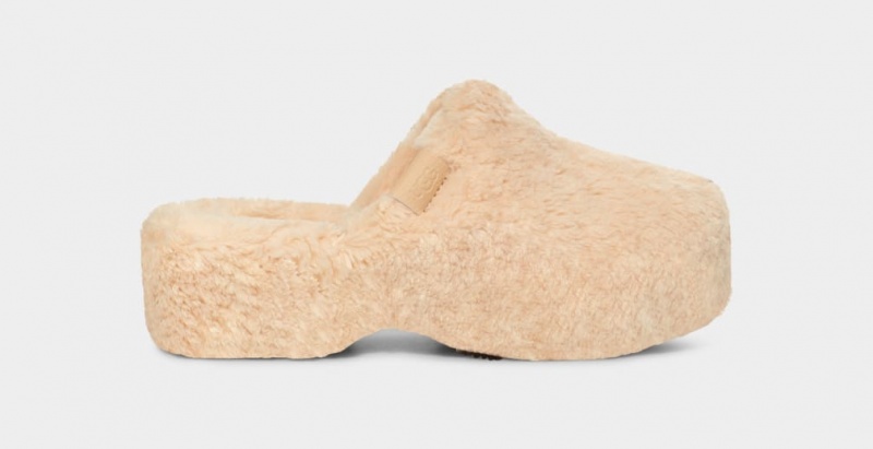 Chodaki Damskie Ugg Fuzz Sugar Beżowe | AOJ-756920