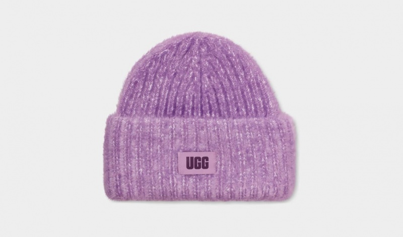 Czapki Beanie Damskie Ugg Chunky Plush Cuff Fioletowe | PBH-352619