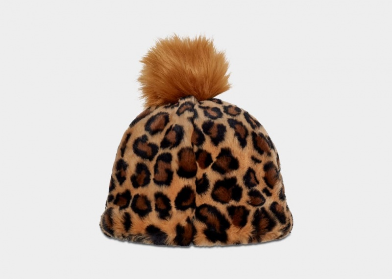 Czapki Beanie Damskie Ugg Faux Fur W Pom Beżowe | QJV-896013