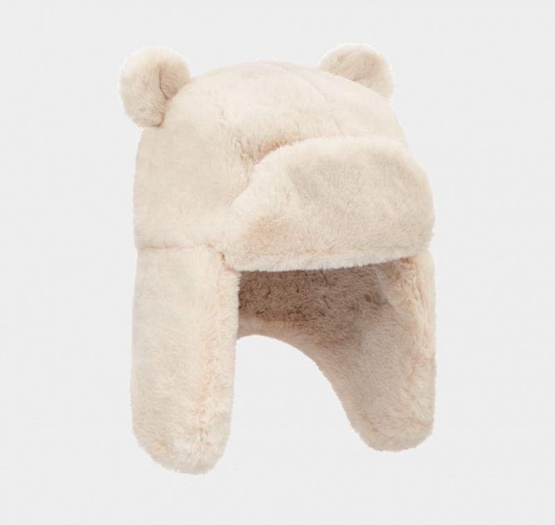 Czapki Dziecięce Ugg Faux Fur Trapper With Ears Białe | GRQ-281753