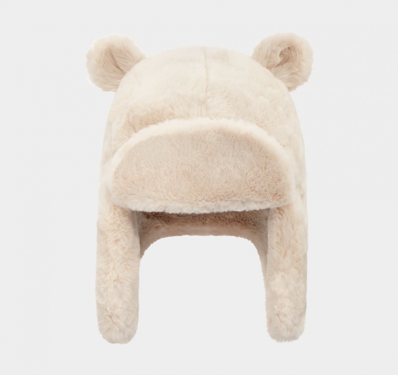 Czapki Dziecięce Ugg Faux Fur Trapper With Ears Białe | GRQ-281753