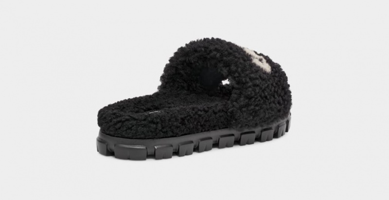 Kapcie Damskie Ugg Cozetta Curly Grafiką Czarne | QWS-427506