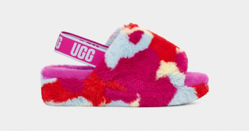 Kapcie Damskie Ugg Fluff Yeah Camopop Czerwone | WCR-312574