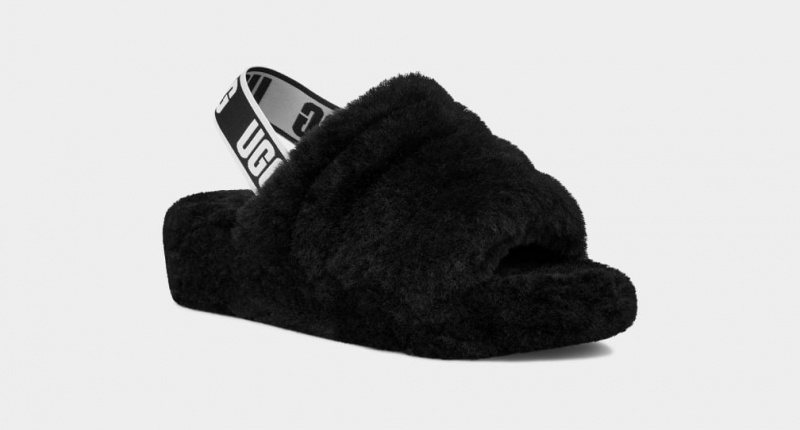 Kapcie Damskie Ugg Fluff Yeah Czarne | EYX-647982