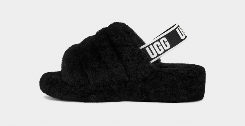 Kapcie Damskie Ugg Fluff Yeah Czarne | EYX-647982