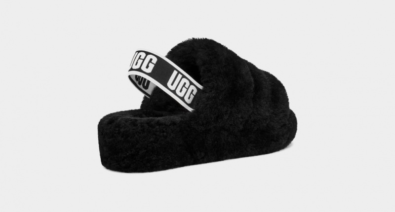 Kapcie Damskie Ugg Fluff Yeah Czarne | EYX-647982