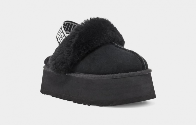 Kapcie Damskie Ugg Funkette Czarne | ZJS-975438