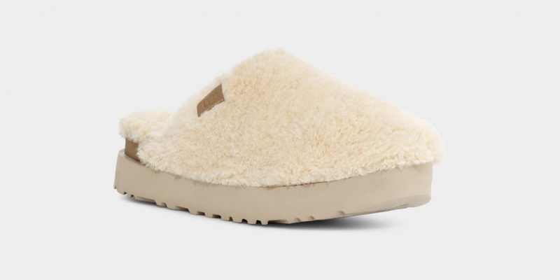 Kapcie Damskie Ugg Fuzz Sugar Beżowe | KRM-937206