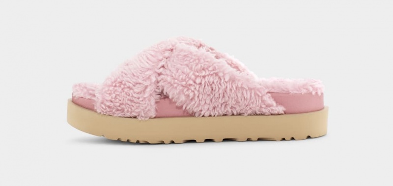 Kapcie Damskie Ugg Fuzz Sugar Cross Różowe | VTW-460719