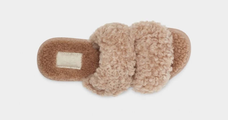 Kapcie Damskie Ugg Maxi Curly Scuffetta Brązowe | EZV-143207