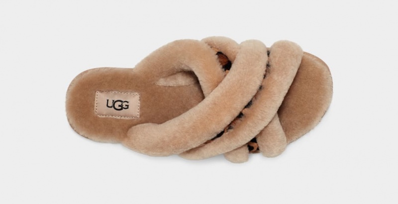 Kapcie Damskie Ugg Scuffita Spotty Beżowe | HYB-801576