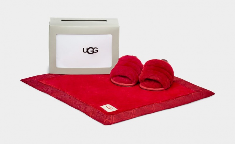 Kapcie Dziecięce Ugg Fluff Yeah And Lovey Czerwone | IBQ-926413