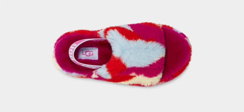 Kapcie Dziecięce Ugg Fluff Yeah Camopop Czerwone | FVP-152860