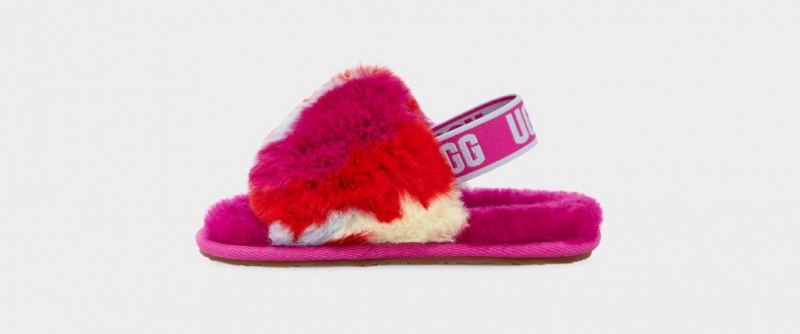 Kapcie Dziecięce Ugg Fluff Yeah Camopop Czerwone | UMZ-638125