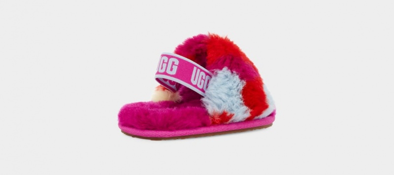 Kapcie Dziecięce Ugg Fluff Yeah Camopop Czerwone | UMZ-638125