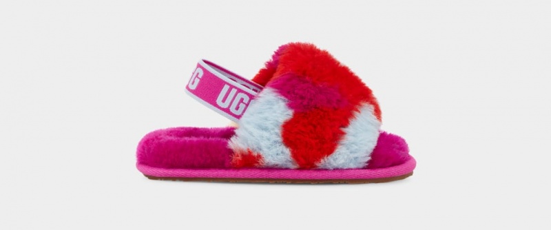 Kapcie Dziecięce Ugg Fluff Yeah Camopop Czerwone | UMZ-638125